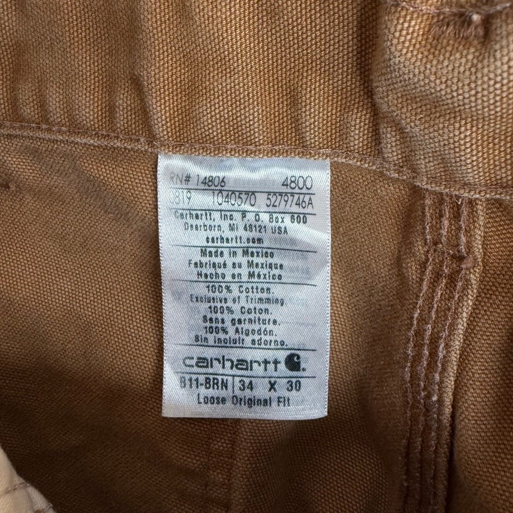 Carhartt B11-BRN Loose Original Fit Carpenter Pants Brown Canvas 34x30 (32x29) - Picture 4 of 8